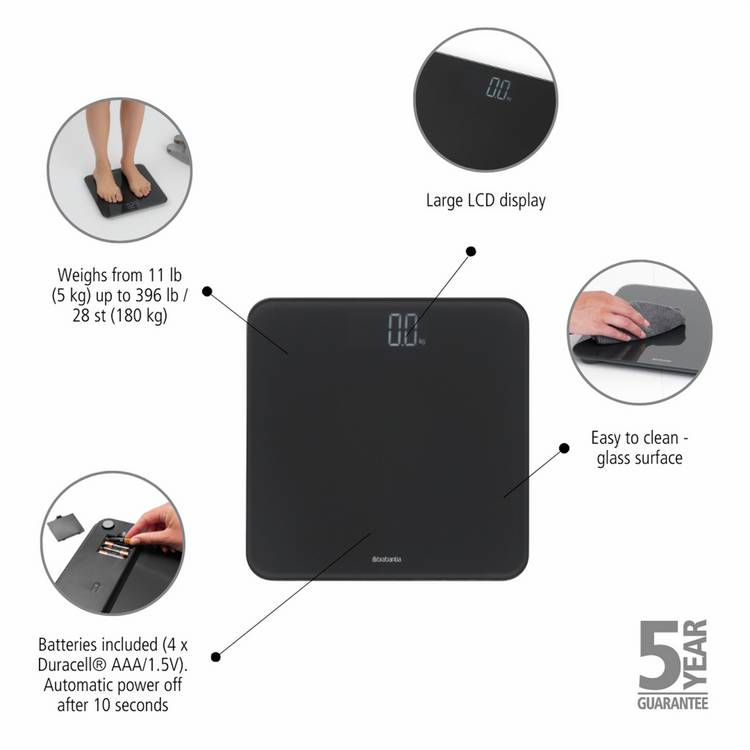 Brabantia ReNew Dark Grey digital bathroom scale, UK version