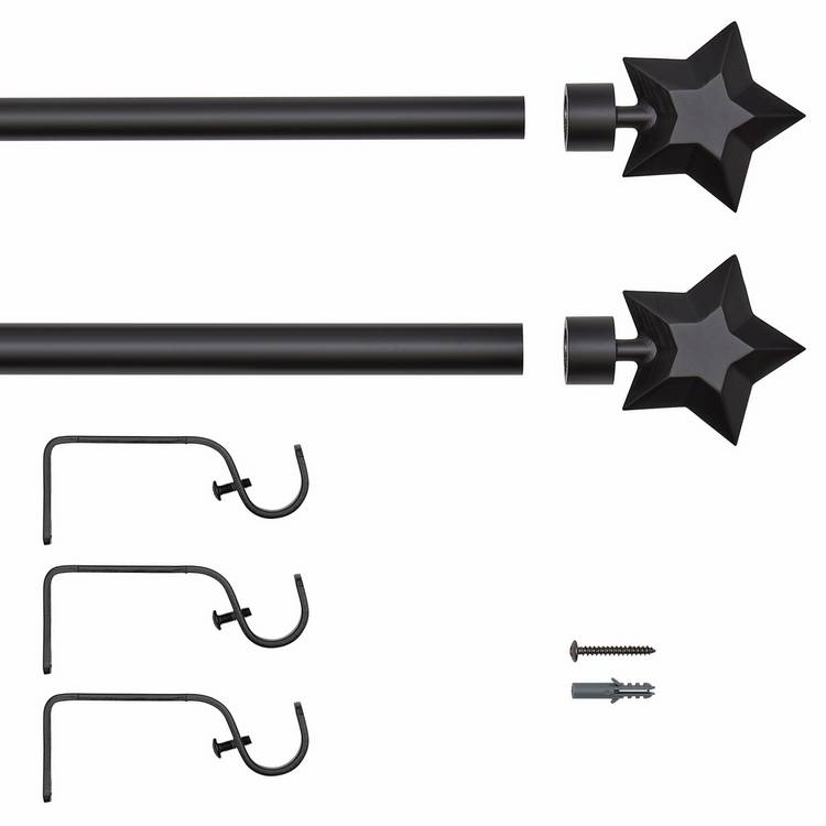 Argos Home black extendable curtain pole 120-210cm, imported from the UK