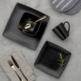 Argos Argos Home Bosa Square 16 Piece Stoneware Dinner Set - Black- Buy online at McGrocer