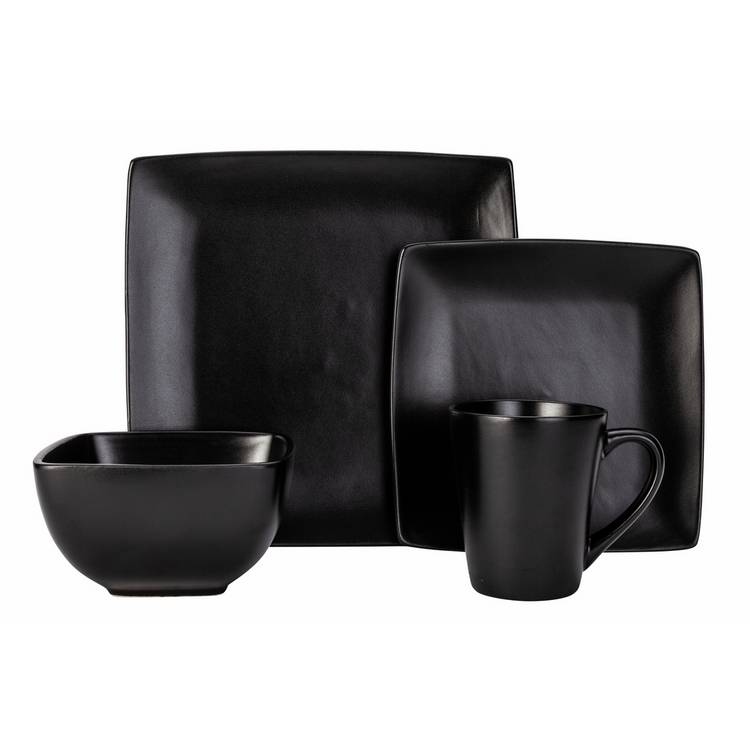 Argos Home stoneware dinner set black square 16 piece, UK version
