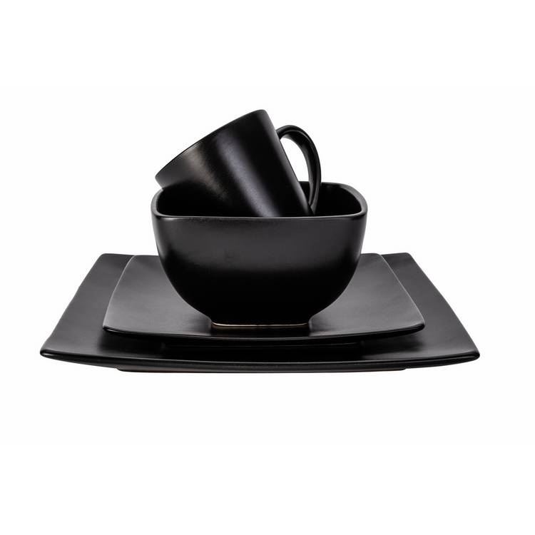 Argos Home stoneware dinner set black square 16 piece, UK version