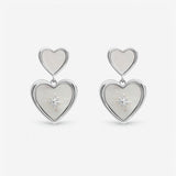 Inicio heart drop earrings with mother of pearl, imported from the UK