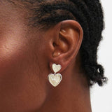 Inicio heart drop earrings with mother of pearl, imported from the UK