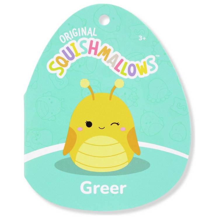 Squishmallows Greer yellow grasshopper plush 7.5 inches, imported from the UK