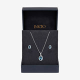 Inicio blue topaz oval bezel gift set - British product