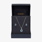 Argos Inicio Blue Topaz Oval Bezel Gift Set- Buy online at McGrocer