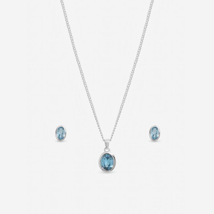 Inicio blue topaz oval bezel gift set - British product