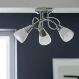 Argos Argos Home Curico 3 Light Glass Opal Ceiling Light - Chrome- Buy online at McGrocer