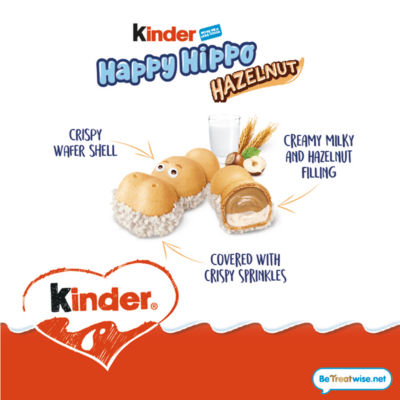 Kinder Happy Hippo hazelnut and milk wafer biscuit 20.7g - British product