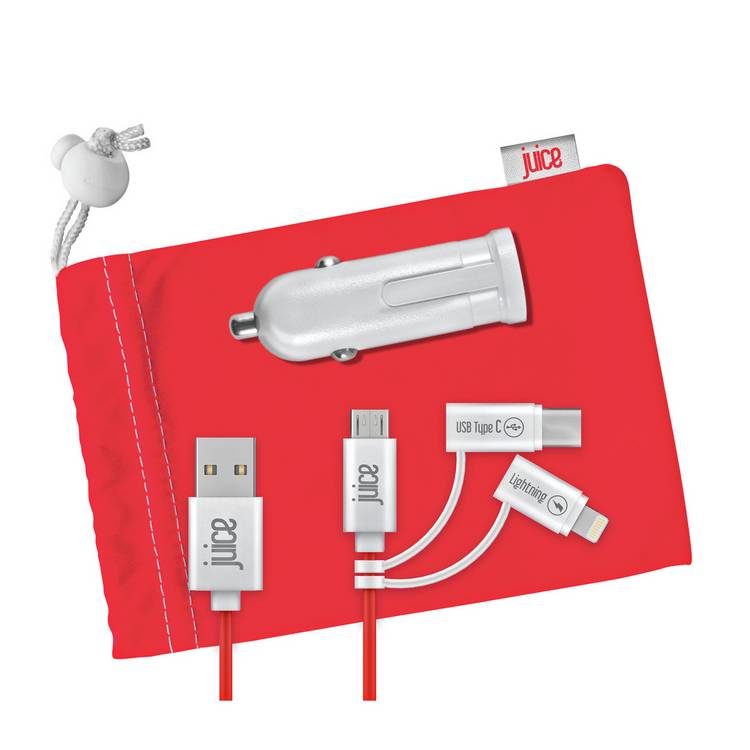 Juice Multi Device USB Car Charger with 4 connectors (British brand)