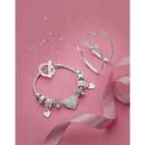 Lipsy silver tone pave heart charm bracelet (British brand)