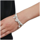 Lipsy silver tone pave heart charm bracelet (British brand)