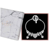 Lipsy silver tone pave heart charm bracelet (British brand)