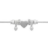 Lipsy silver tone pave heart charm bracelet (British brand)