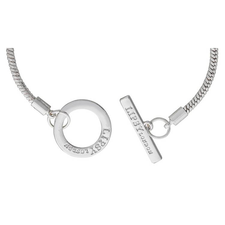 Lipsy silver tone pave heart charm bracelet (British brand)
