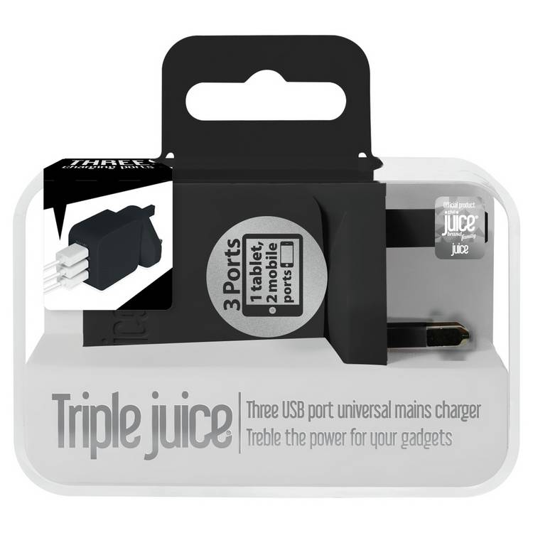 Juice triple wall charger in black (British brand)