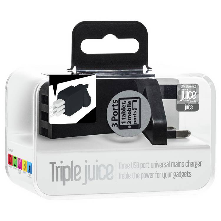 Juice triple wall charger in black (British brand)