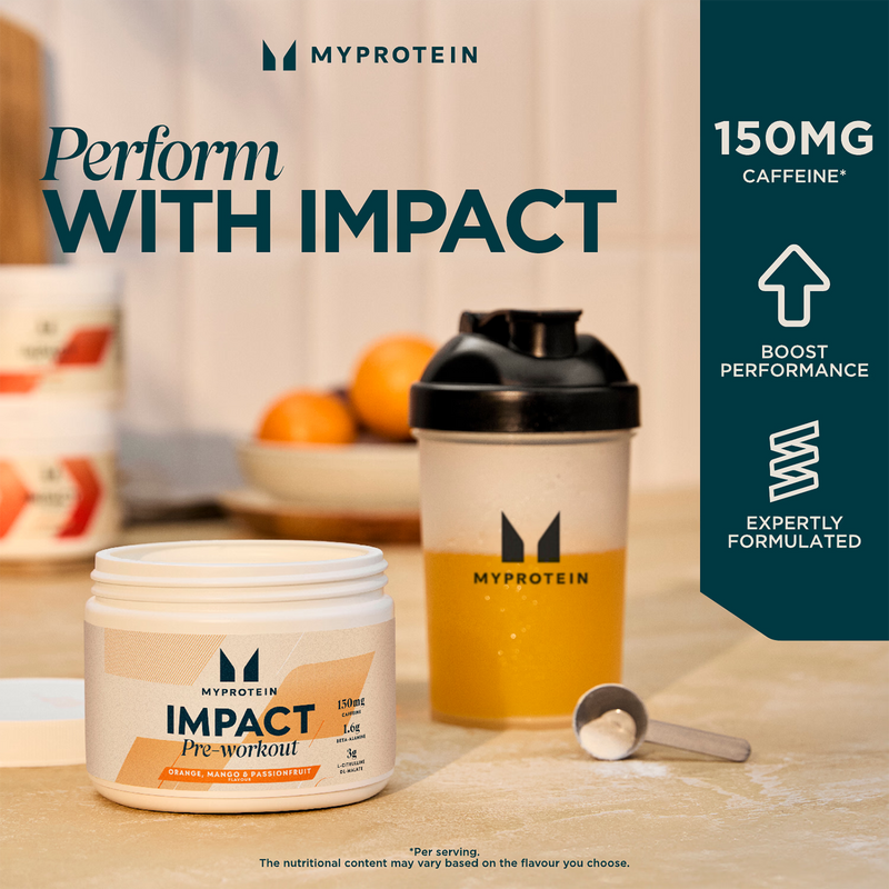Myprotein Impact Pre-Workout Orange Mango Passionfruit 150g, imported from the UK