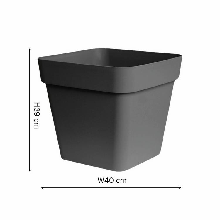 Ivyline Cleo square planter anthracite with wheels - British product