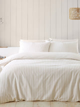 Catherine Lansfield Natural Supersoft Brushed Cotton Stripe Duvet Cover Set