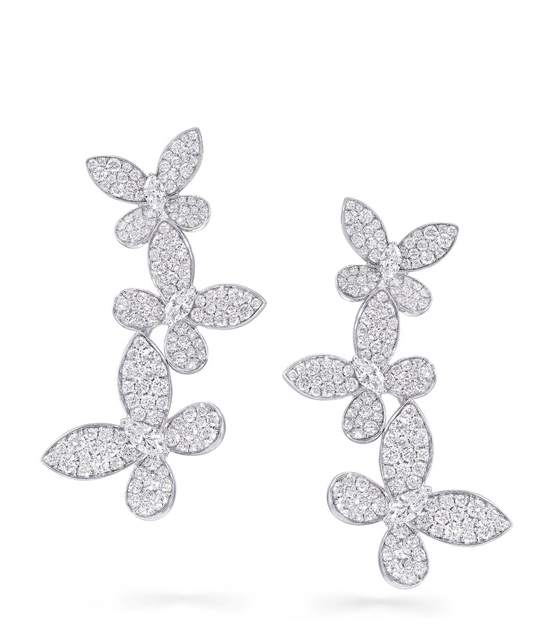 Graff diamond butterfly drop earrings 50mm, imported from the UK