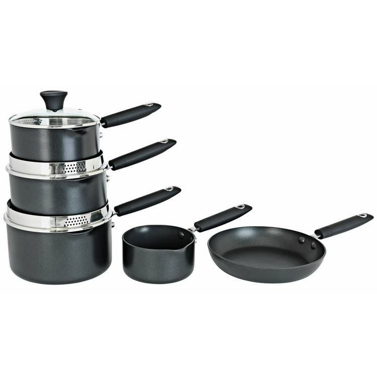 Habitat pan set 5 piece black, imported from the UK