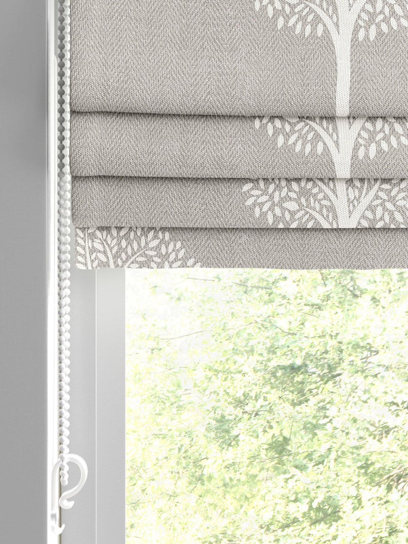 Emily Bond Pebble Grey roman blind Yew Tree pattern - British product