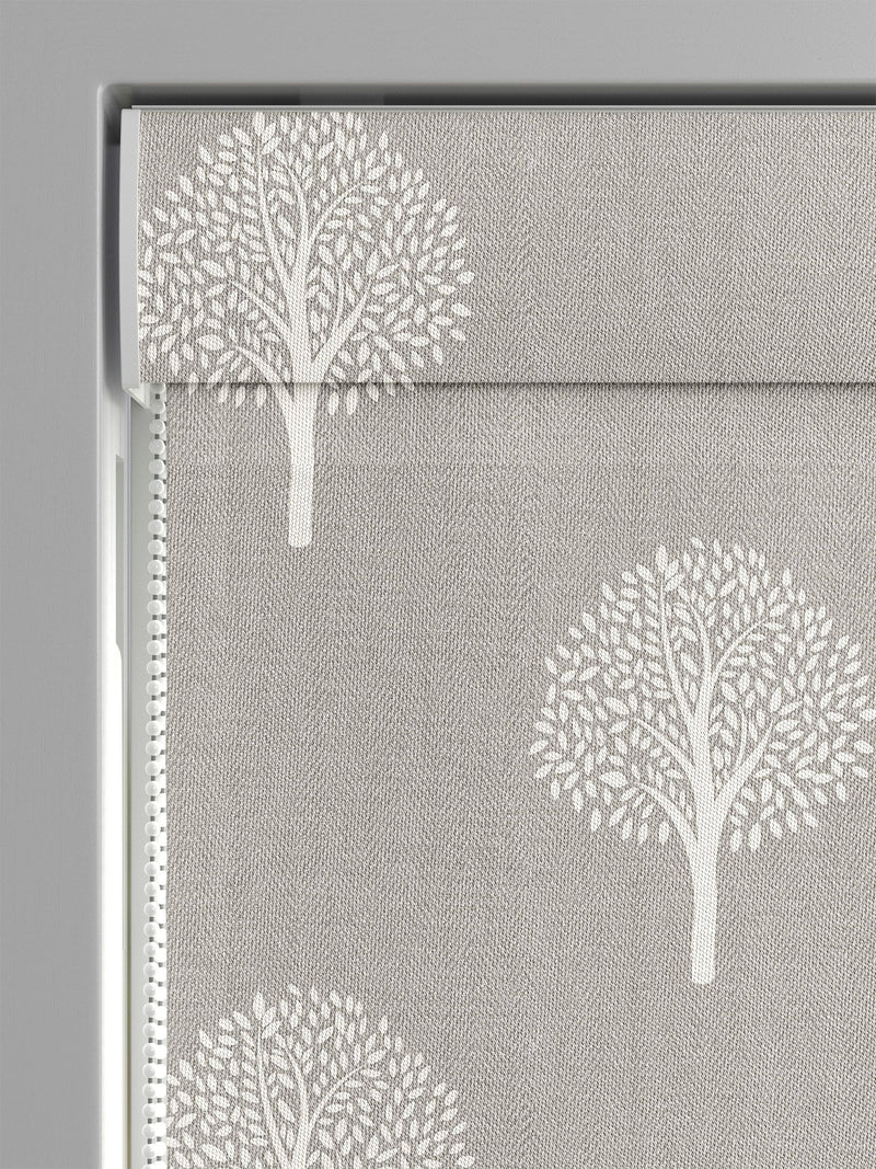 Emily Bond Pebble Grey roman blind Yew Tree pattern - British product