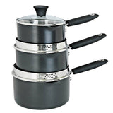 Argos Habitat 3 Piece Aluminium Pan Set Black- Buy online at McGrocer