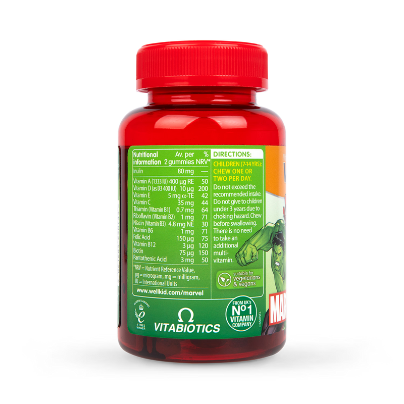 Vitabiotics Wellkid Marvel Multivitamin 50 Count Vegan Soft Jellies (British brand)