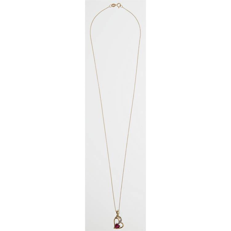 Revere gold ruby diamond pendant necklace 45cm chain, imported from the UK