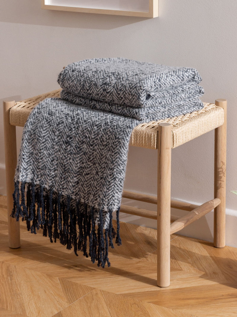 Furn navy blue herringbone throw, UK version