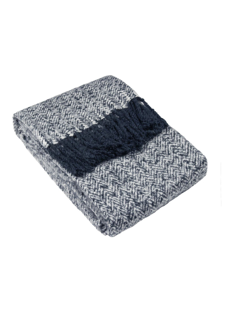 Furn navy blue herringbone throw, UK version