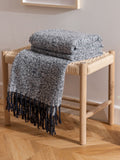 Furn navy blue herringbone throw, UK version