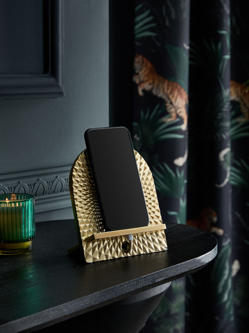 Gold tone phone holder with soft champagne gold finish, UK version