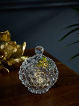 Next Clear Bee Glass Trinket Dish with Gold Bee Detailing and Removable Lid, 11x10x10cm- Buy online at McGrocer