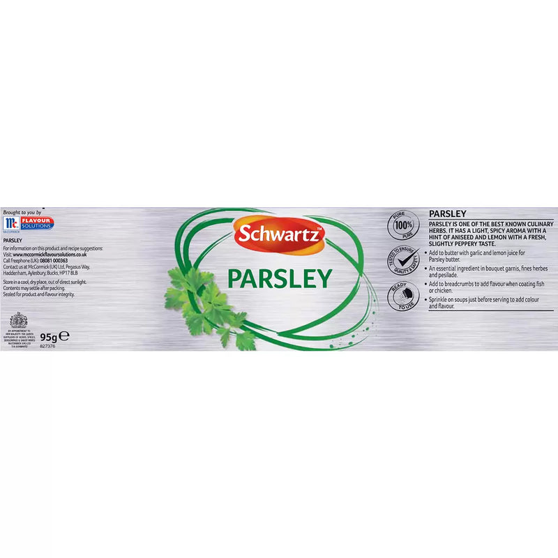 Schwartz Dried Parsley 95g, imported from the UK