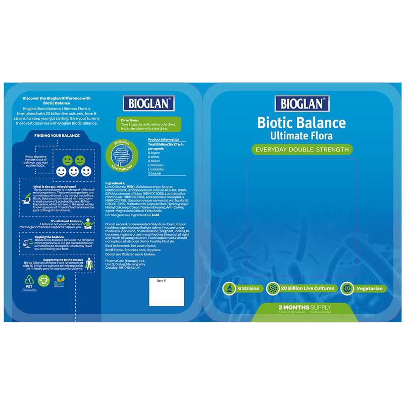 Bioglan Biotic Balance probiotic capsules 2 x 30 pack - British product