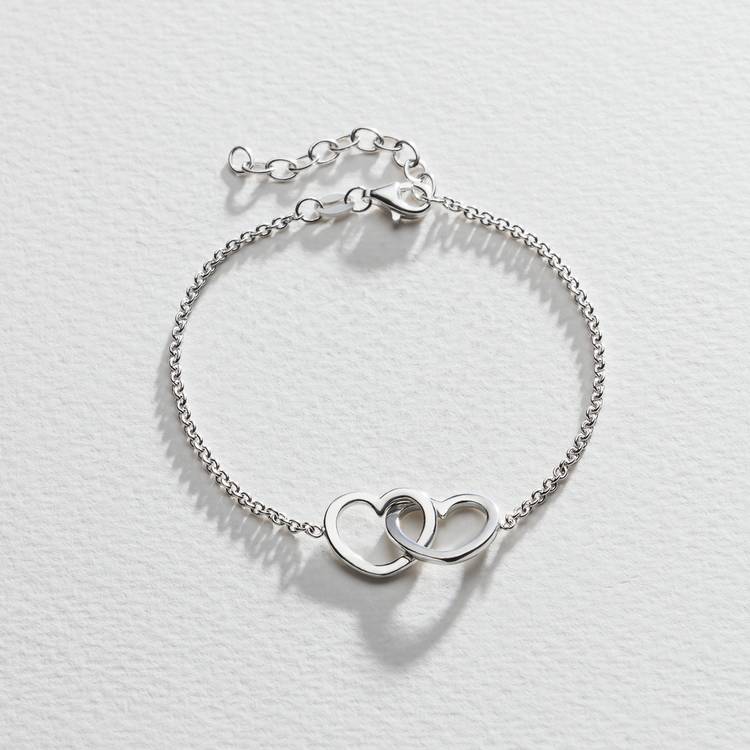 Revere sterling silver two hearts hug bracelet UK version