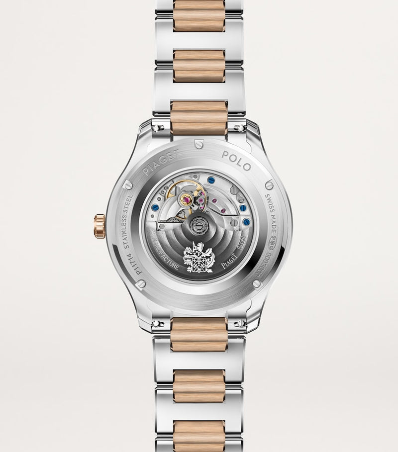 Piaget Polo Date 36mm rose gold steel diamond watch, UK version