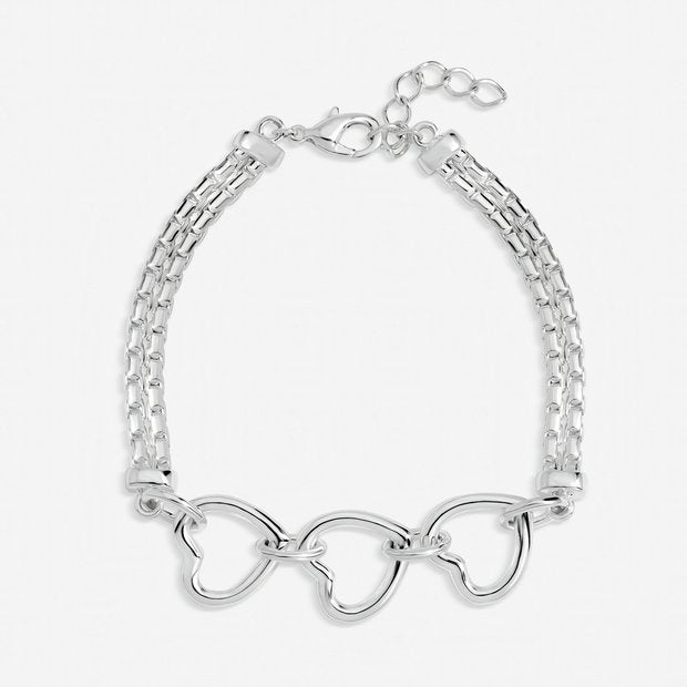 Inicio silver plated interlink heart bracelet 18cm, UK version