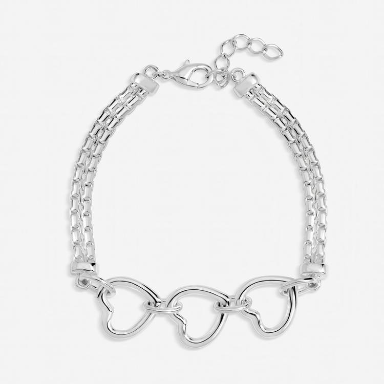 Inicio silver plated interlink heart bracelet 18cm, UK version