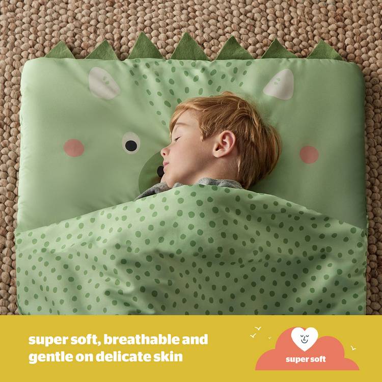 Silentnight kids sleepover bag dinosaur 400 GSM, imported from the UK