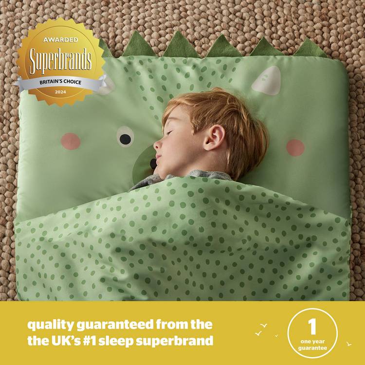Silentnight kids sleepover bag dinosaur 400 GSM, imported from the UK