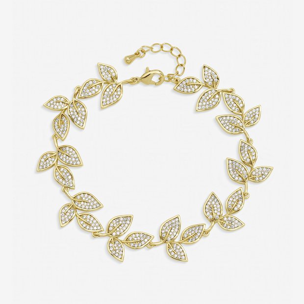 Jon Richard gold plated cubic zirconia leaf bracelet - British product