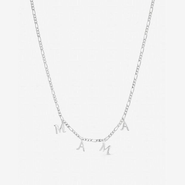 Inicio silver plated Mama necklace with Figaro chain (British brand)