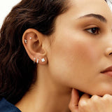 Revere sterling silver baguette-cut cubic zirconia huggie earrings (British brand)