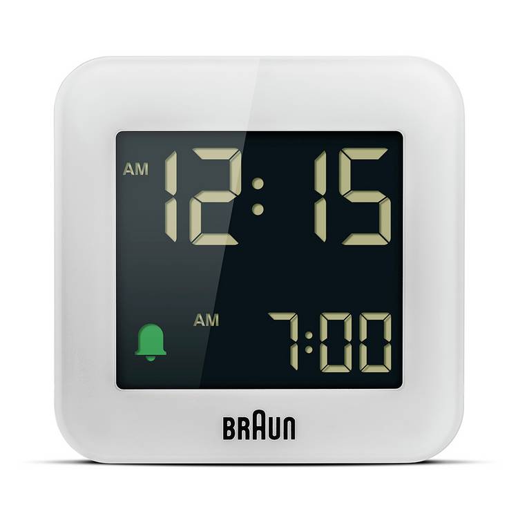 Braun Travel Digital Alarm Clock white compact, UK version