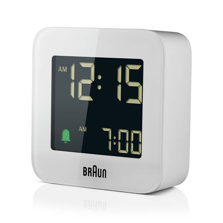 Braun Travel Digital Alarm Clock white compact, UK version