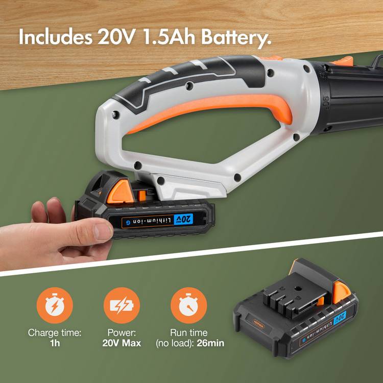 VonHaus 20V cordless pole chainsaw (British brand)